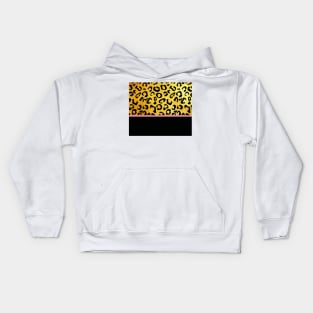 Black and gold leopard print, pink lining Kids Hoodie